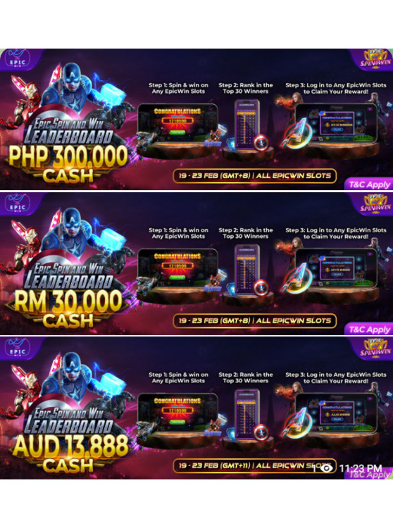 EpicWin - Spin & Win Leaderboard for PHP, AUD & MYR
